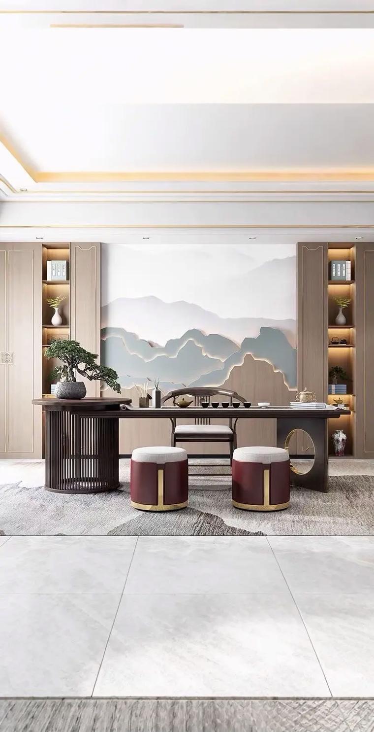 新中式禪意茶空間 黑胡桃木茶桌椅組合的藝術(shù)與實(shí)用